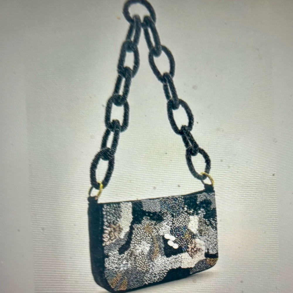 Dark Night Dazzling Beaded Shoulder Bag